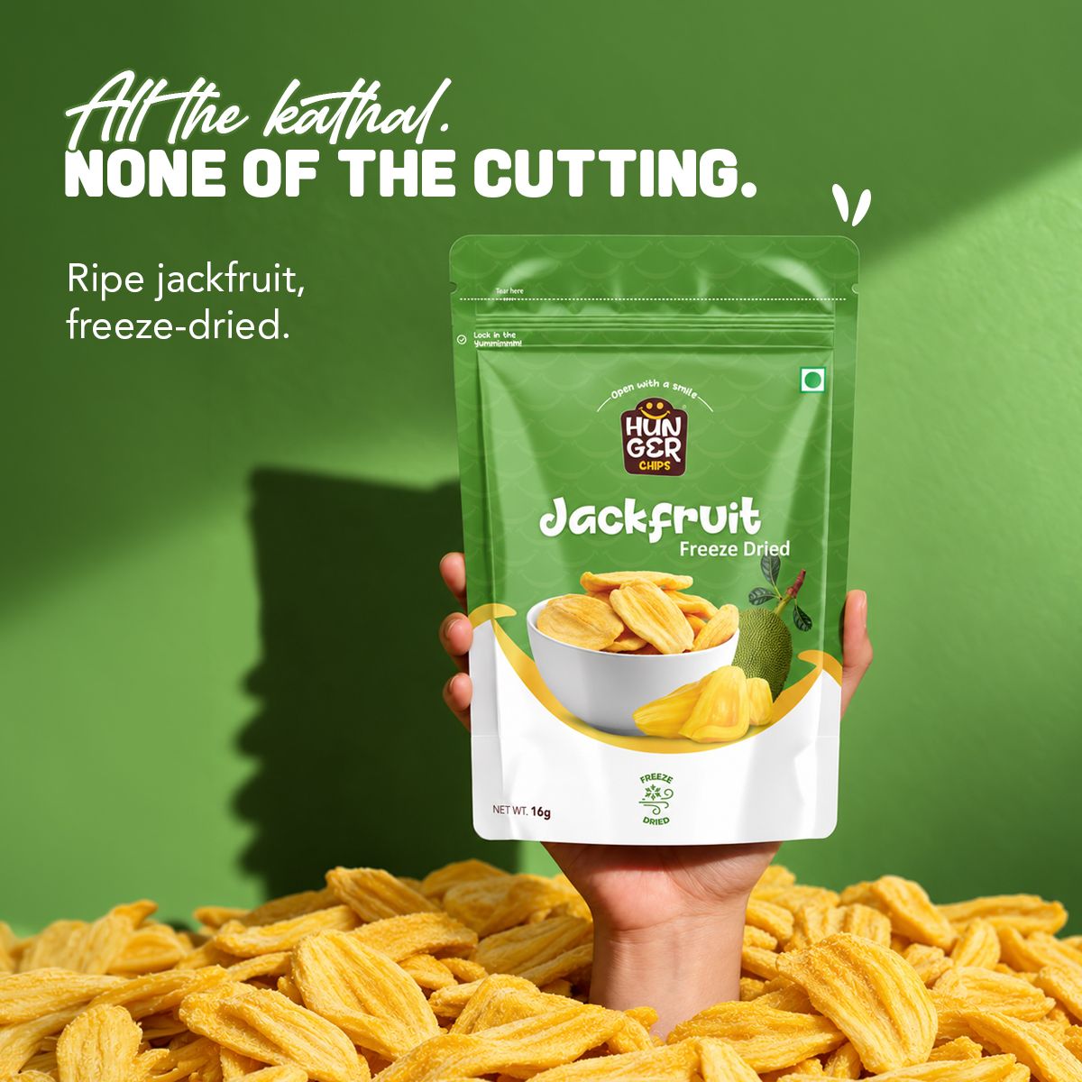 Hunger Chips Freeze-Dried Jackfruit pouch – All the kathal. None of the cutting.